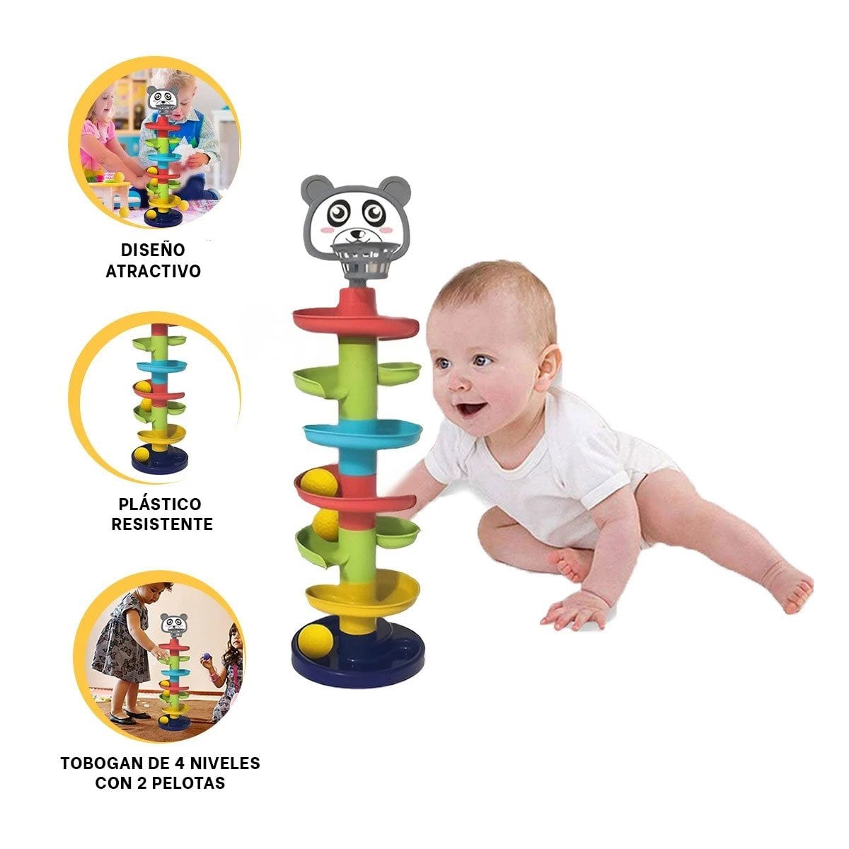 JUGUETE TOBOGAN EDUCATIVO DE 4 NIVELES CON 2 PELOTAS OSO - 3