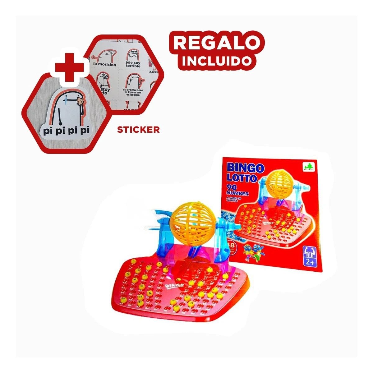 ENTRETENIMIENTO DE MESA BINGO FAMILIAR 90 NUMEROS CON 48 CARTAS Y+REGALO STICKER - 1