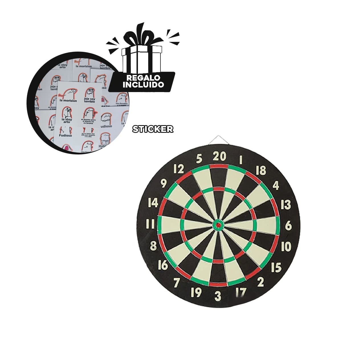 TABLERO DE DARDOS CIRCULAR DE MADERA PARA JUEGO FAMILIAR YREGALO STICKER - 1