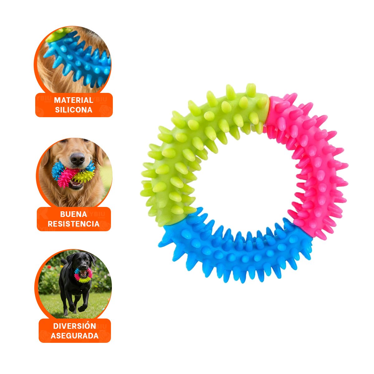 PARA PERROS JUGUETE DE JEBE PUNTEADO DE COLORES VARIADOS RESISTENTE - 3