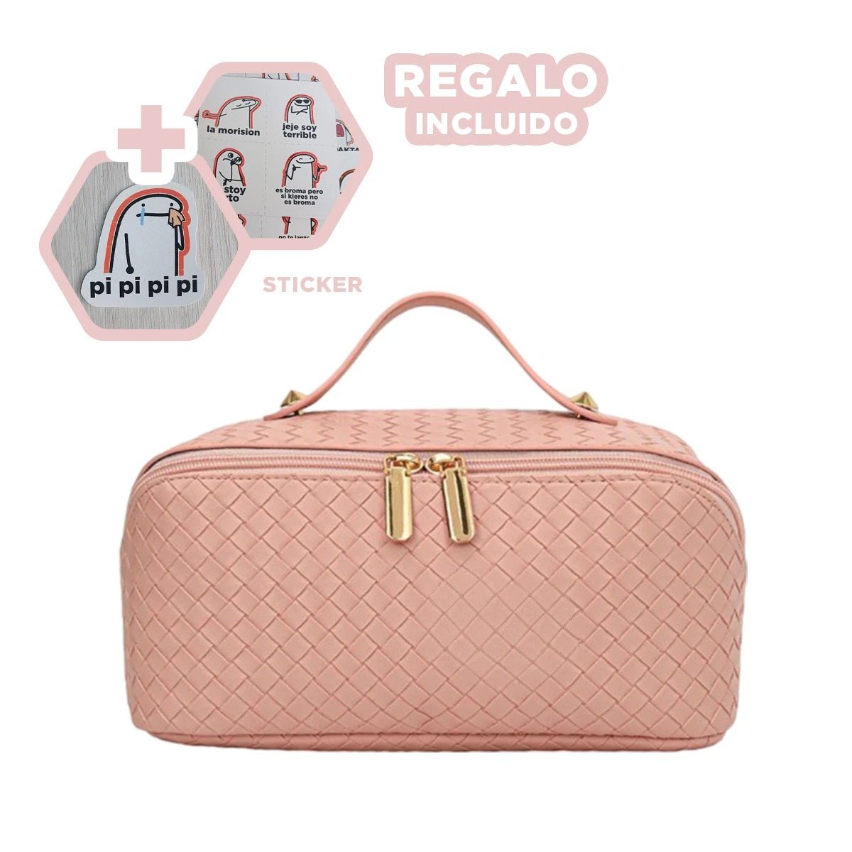 COSMETIQUERO RYBIU BE32446 ROSADO PERFECTO PARA MAQUILLAJE Y STICKERS - 1