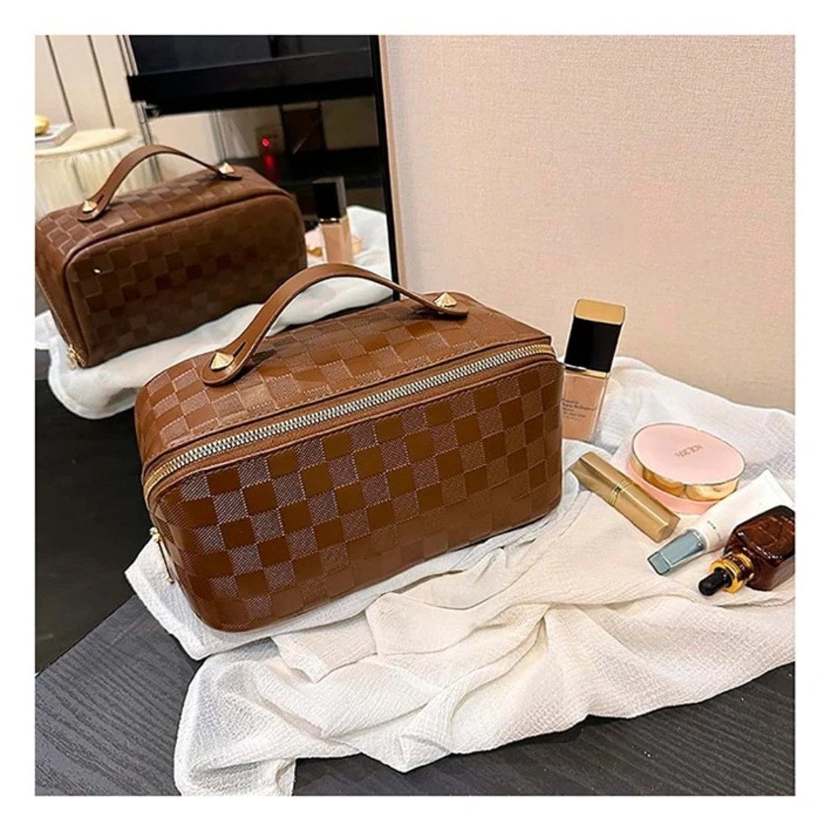 COSMETIQUERO RYBIU BE32447 MARRÓN PEQUEÑO DE MAQUILLAJE Y PAPEL DE REGALO - 2