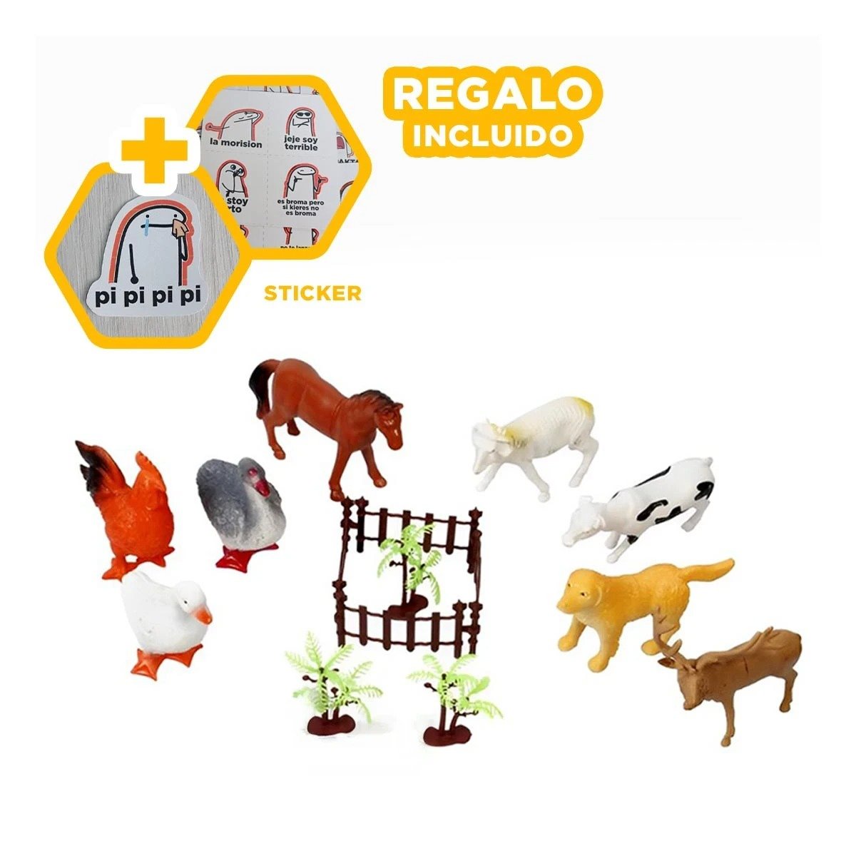 SET DE ANIMALES GRANJA 10 PARA NIÑOS COLORIDO Y ALEGRE YREGALO STICKER - 1