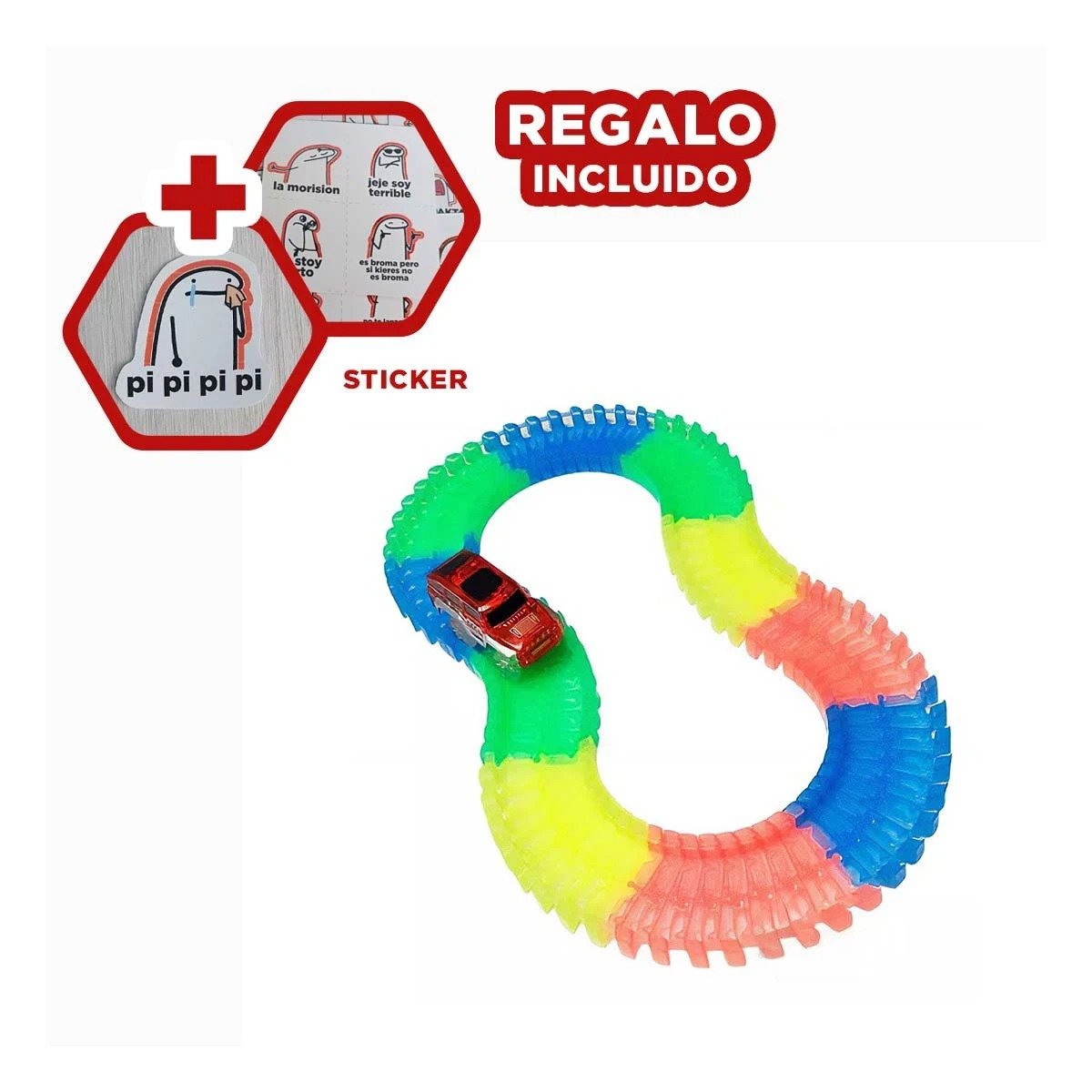 CIRCUITO DE COLORES CON CARRO PARA NIÑOS COLORIDO Y ALEGRE YREGALO STICKER - 1