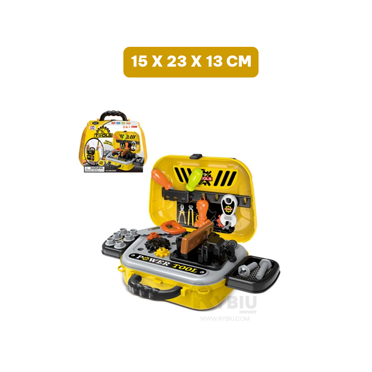 SET HERRAMIENTAS JUGUETE PORTATIL 2 EN 1 LONCHERA AMARILLO - 5