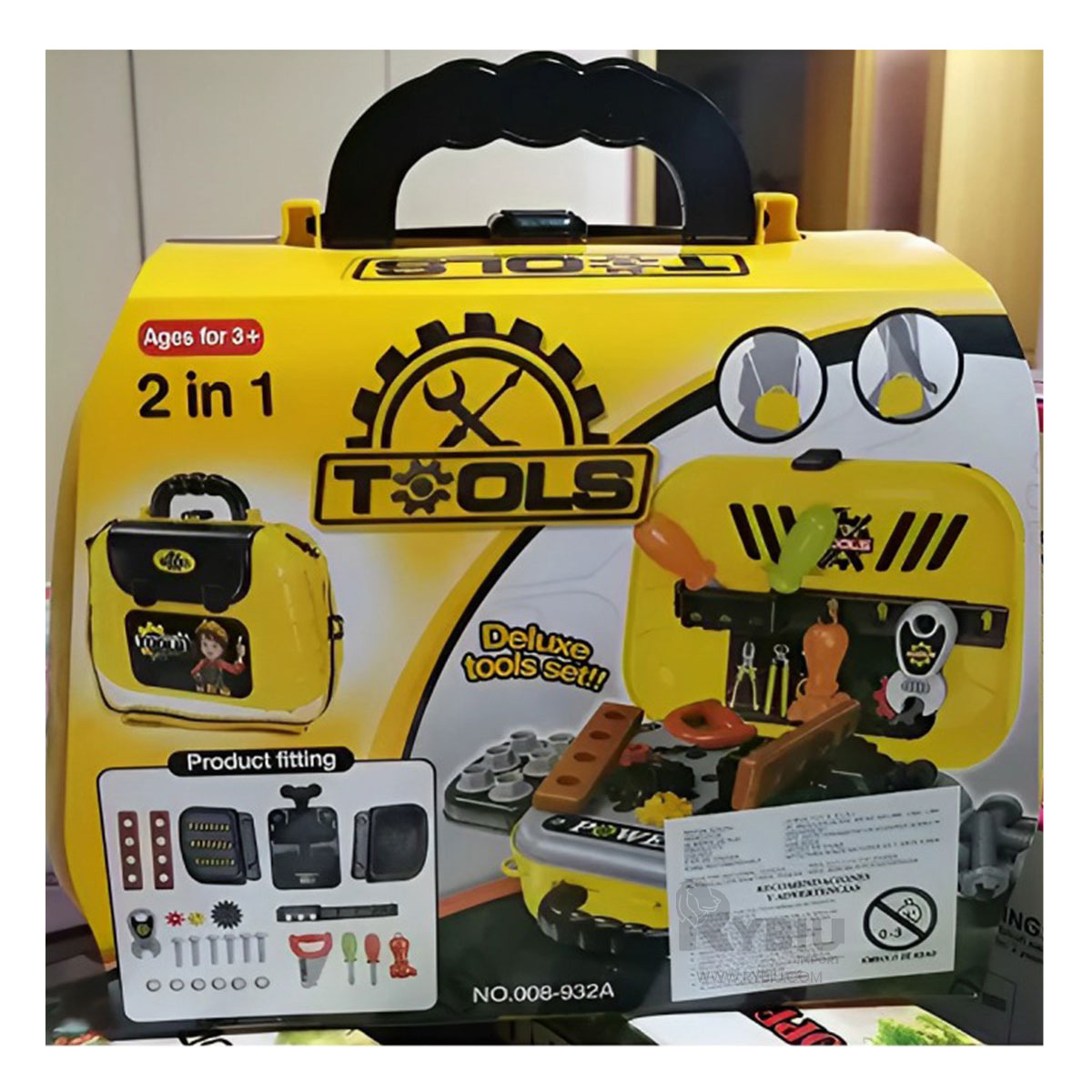 SET HERRAMIENTAS JUGUETE PORTATIL 2 EN 1 LONCHERA AMARILLO - 6