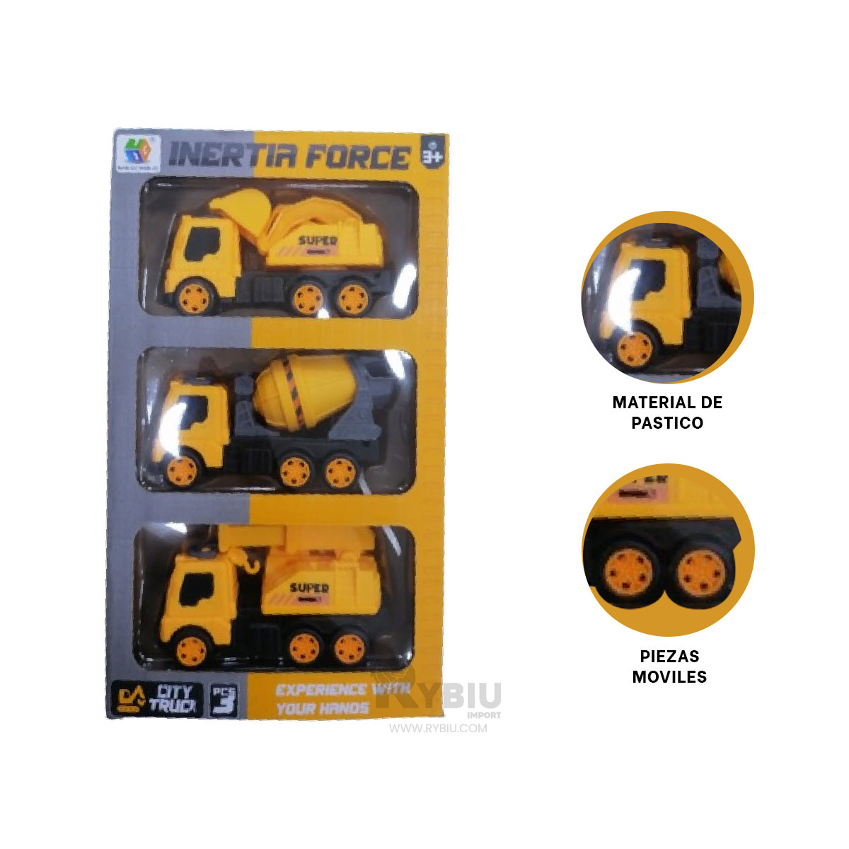 SET DE CARROS DE JUEGO MOVIBLES AMARILLO Y+PAPEL DE REGALO - 1