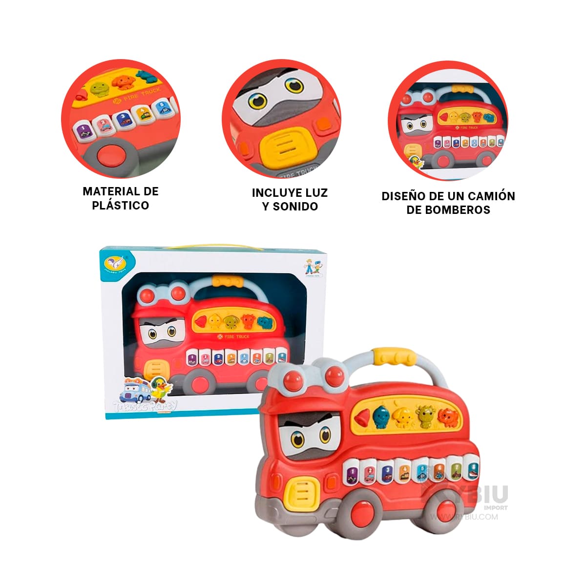 PIANO PARA NIÑOS FORMA DE CAMION EN ROJO Y+REGALO AGENDITA - 4