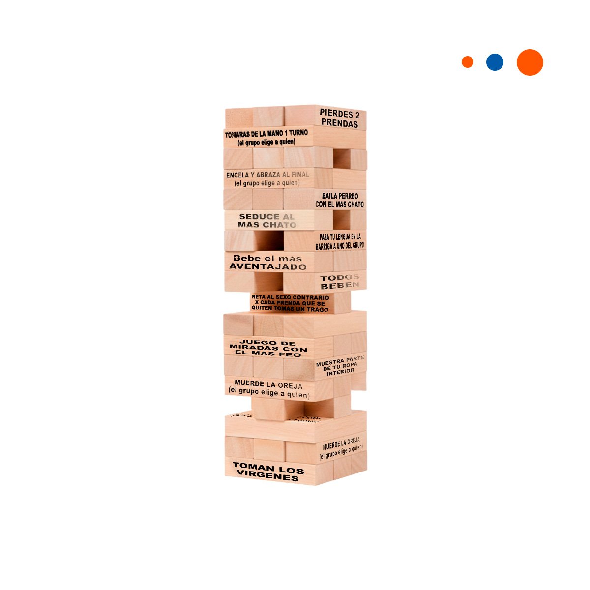 JUEGO DE BLOQUES DESAFIO O CASTIGO 48 PIEZAS MADERA JUEGO DE ESTRATEGIA Y RETO Y+REGALO STICKER - 3