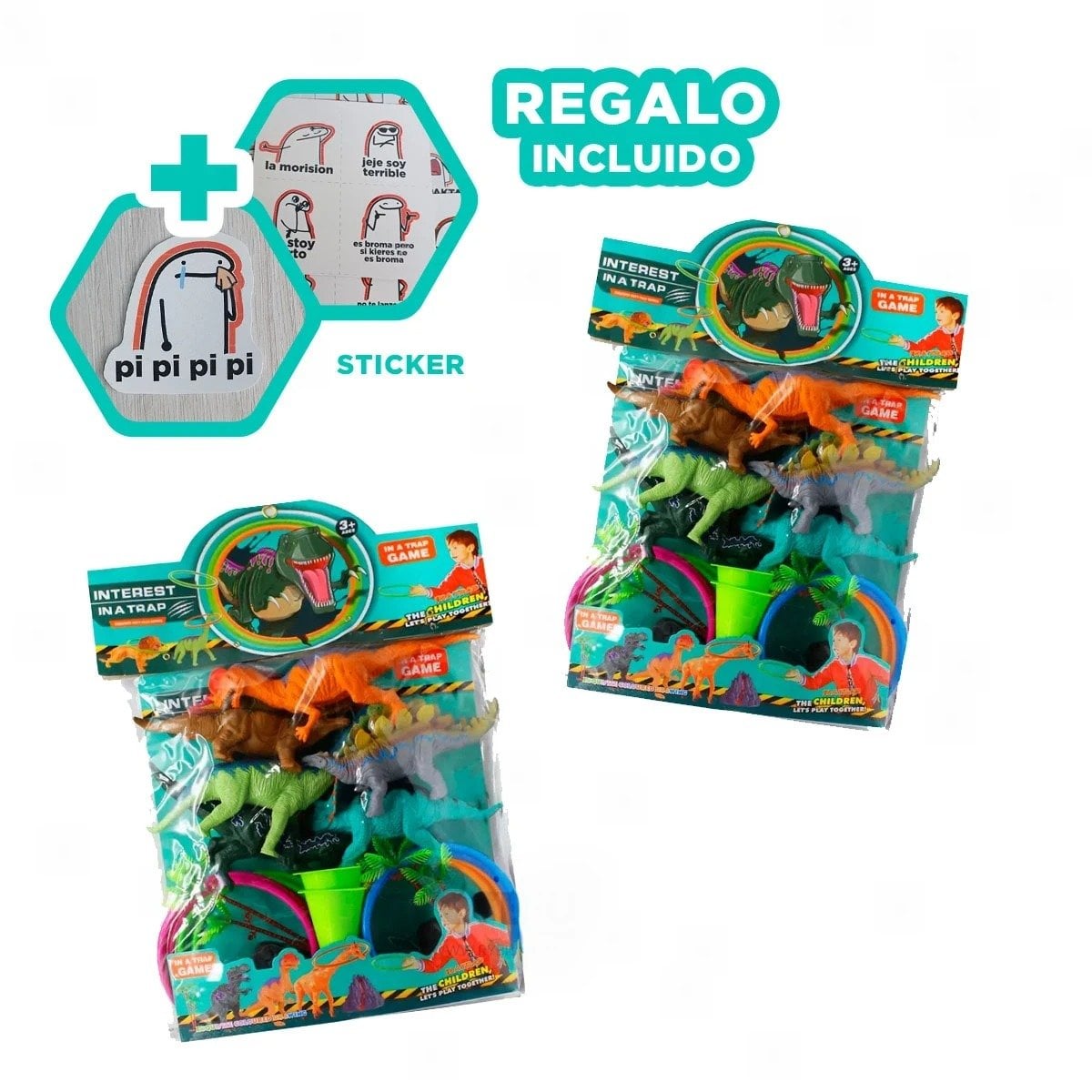 FIGURAS DE DINOSAURIOS CON ACCESORIOS PARA JUEGOS DE FANTASIA EN CASA YREGALO STICKER - 1