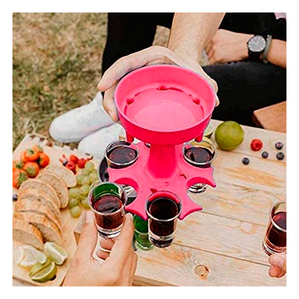 DISPENSADOR RYBIU JU30870 ROSADO BEBIDAS SHOTS COPAS + PAPEL REGALO - 1