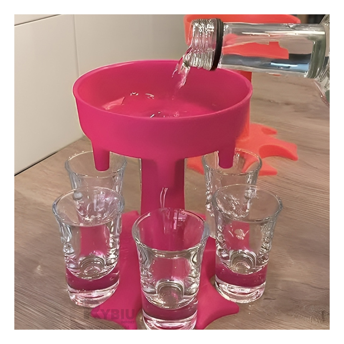 DISPENSADOR RYBIU JU30870 ROSADO BEBIDAS SHOTS COPAS + PAPEL REGALO - 4