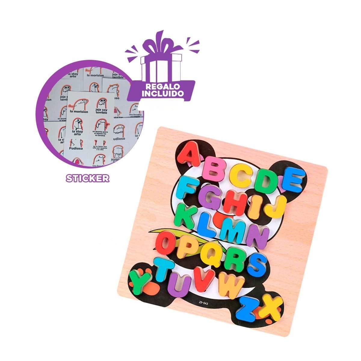 FORMATO DIDACTICO ABECEDARIO LETRAS ENCAJABLES TIPO OSITO PARA CASA Y+REGALO STICKER - 1