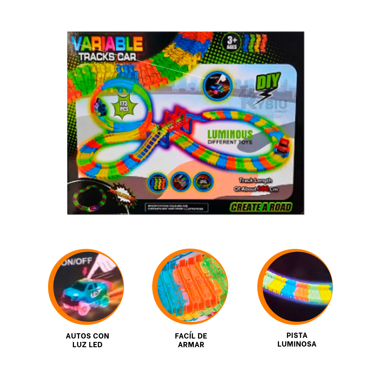 PISTA DIVERTIDA ARMABLE EN MULTICOLOR Y+REGALO STICKERS - 3