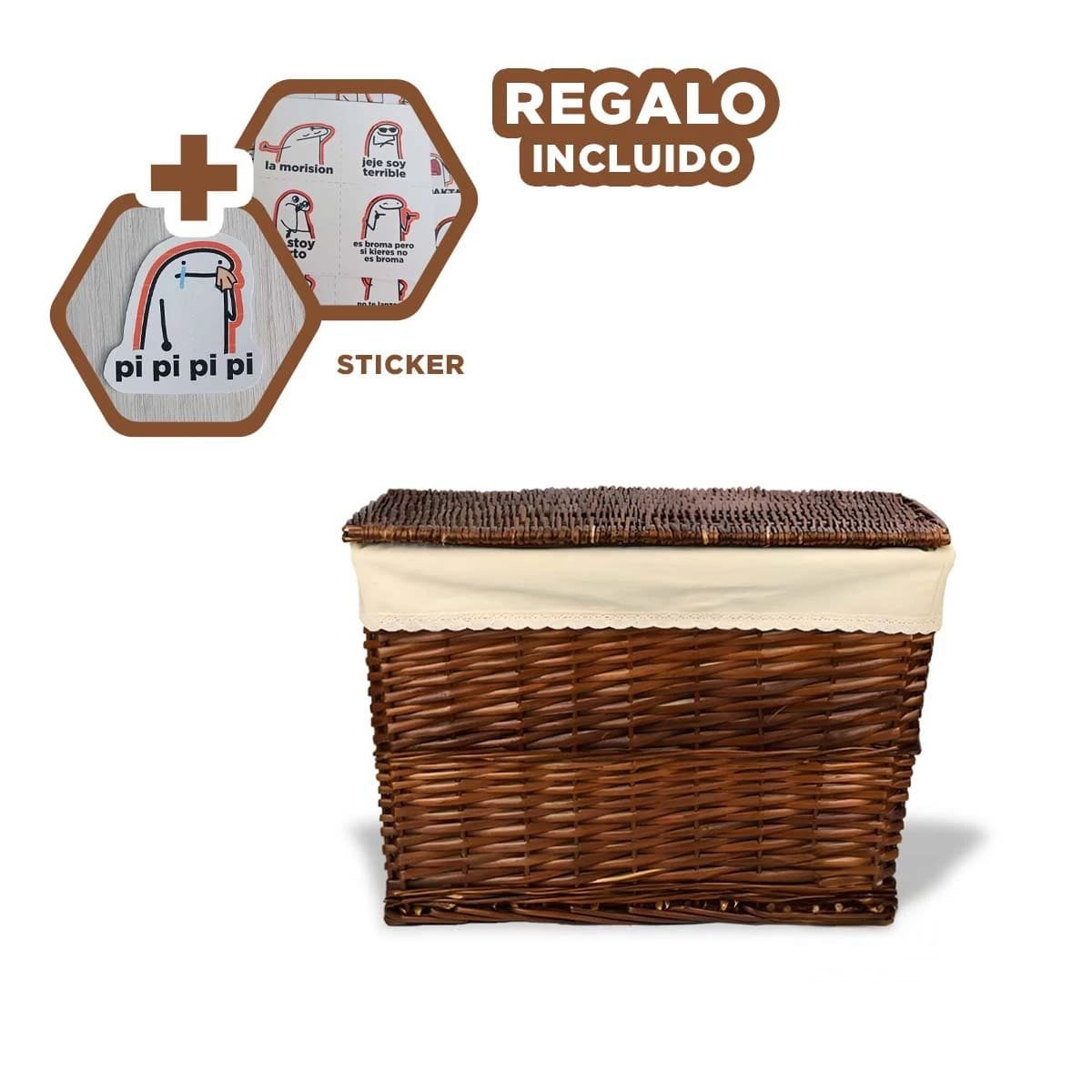 SET CESTA RYBIU RECTANGULAR MARRON LIGERA TAPA + REGALO STICKERS - 1