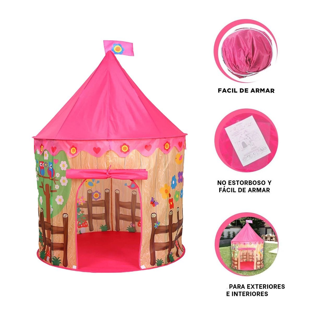 TIENDA COMPACTA DE NIÑO DE CAMPO MG-801 EB ROSADO PARA CAMPING - 3