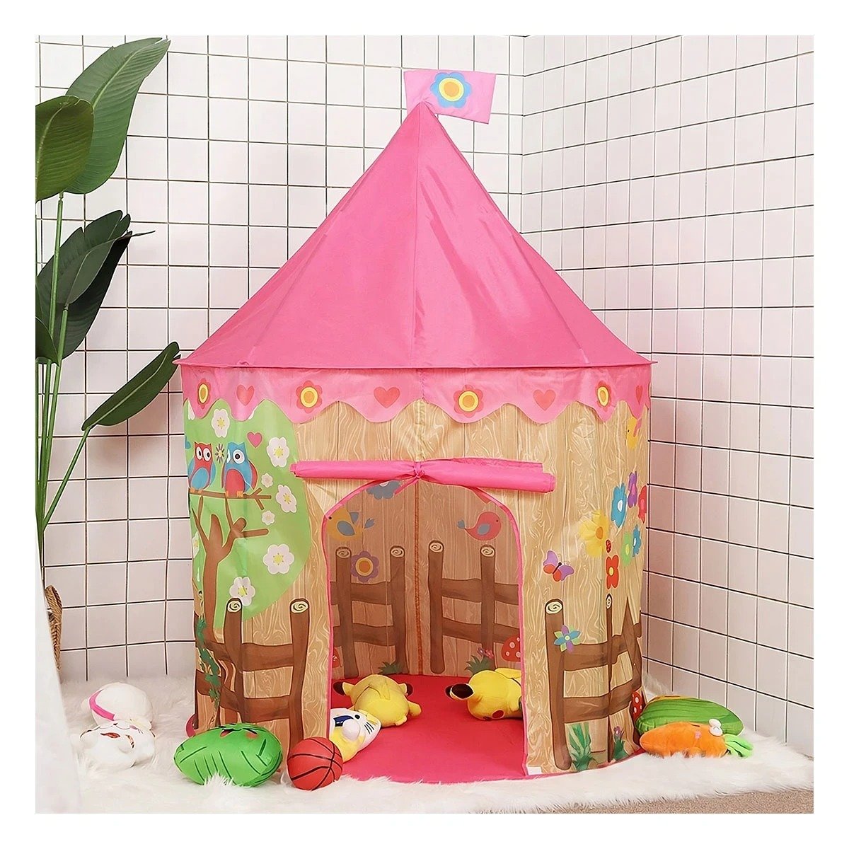 REFUGIO COMPACTO DE NIÑO DE CAMPO MG-801 EB ROSADO PARA JUEGOS Y+PAPEL REGALO - 3