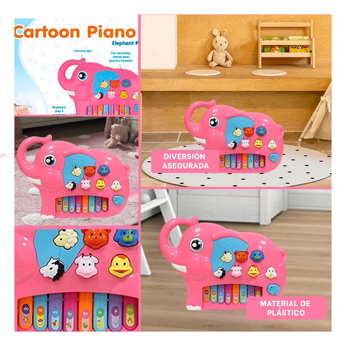 SENSORIAL ELEFANTE DIDACTICO EN CAJA ROSADO PARA ESTIMULACION MUSICAL CASA - 5
