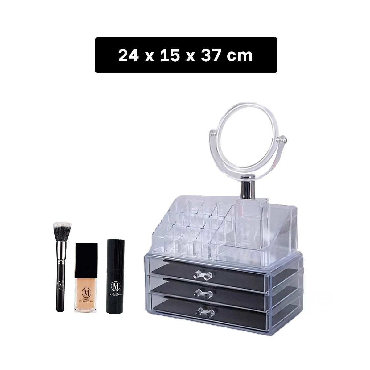 ORGANIZADOR ESCRITORIO RYBIU BE32337 TRANSPARENTE COSMETICOS CAJONES ESPEJO - 4