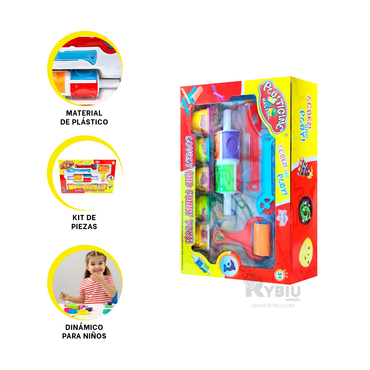 PLASTILINA RYBIU DIDACTICA DE COLOR MULTICOLOR + PAPEL DE REGALO - 3