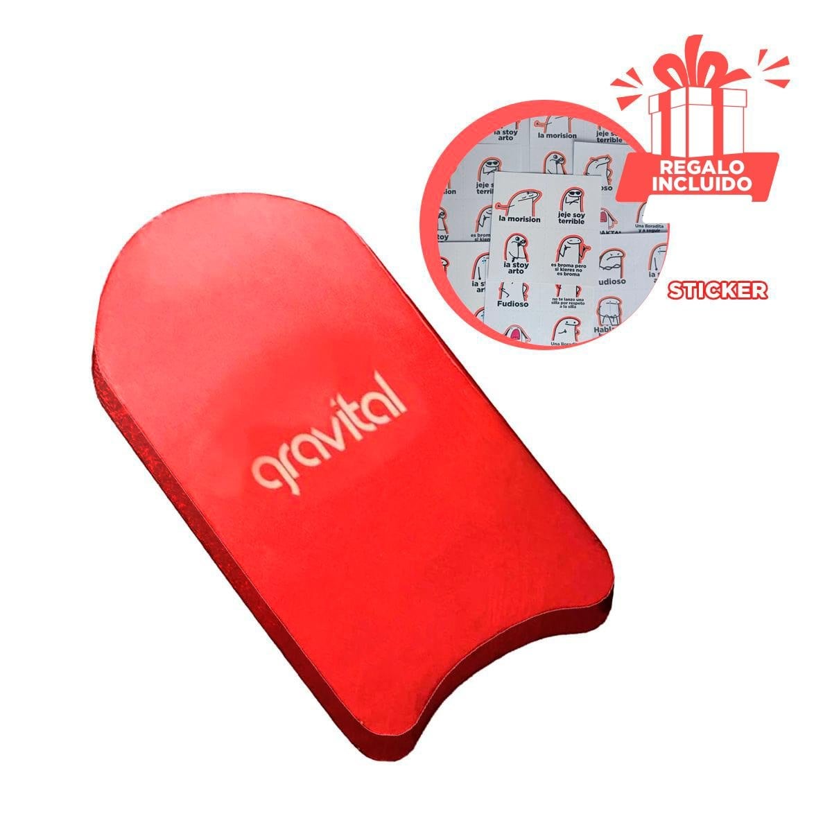 PLANCHA PLANA DE NATACION COLOR ROJO PARA USO DIARIO EN PISCINA Y+REGALO STICKER - 1