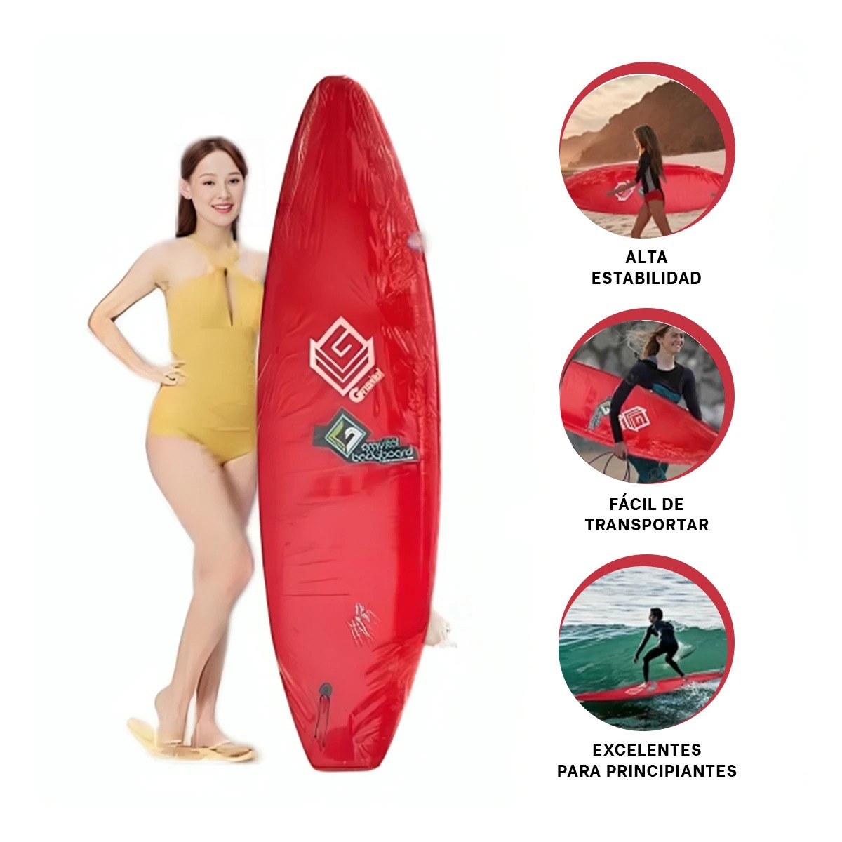 TABLA RYBIU ST-6 ROJO SOFISTICADA SURF 6' + REGALO AGENDITA - 3