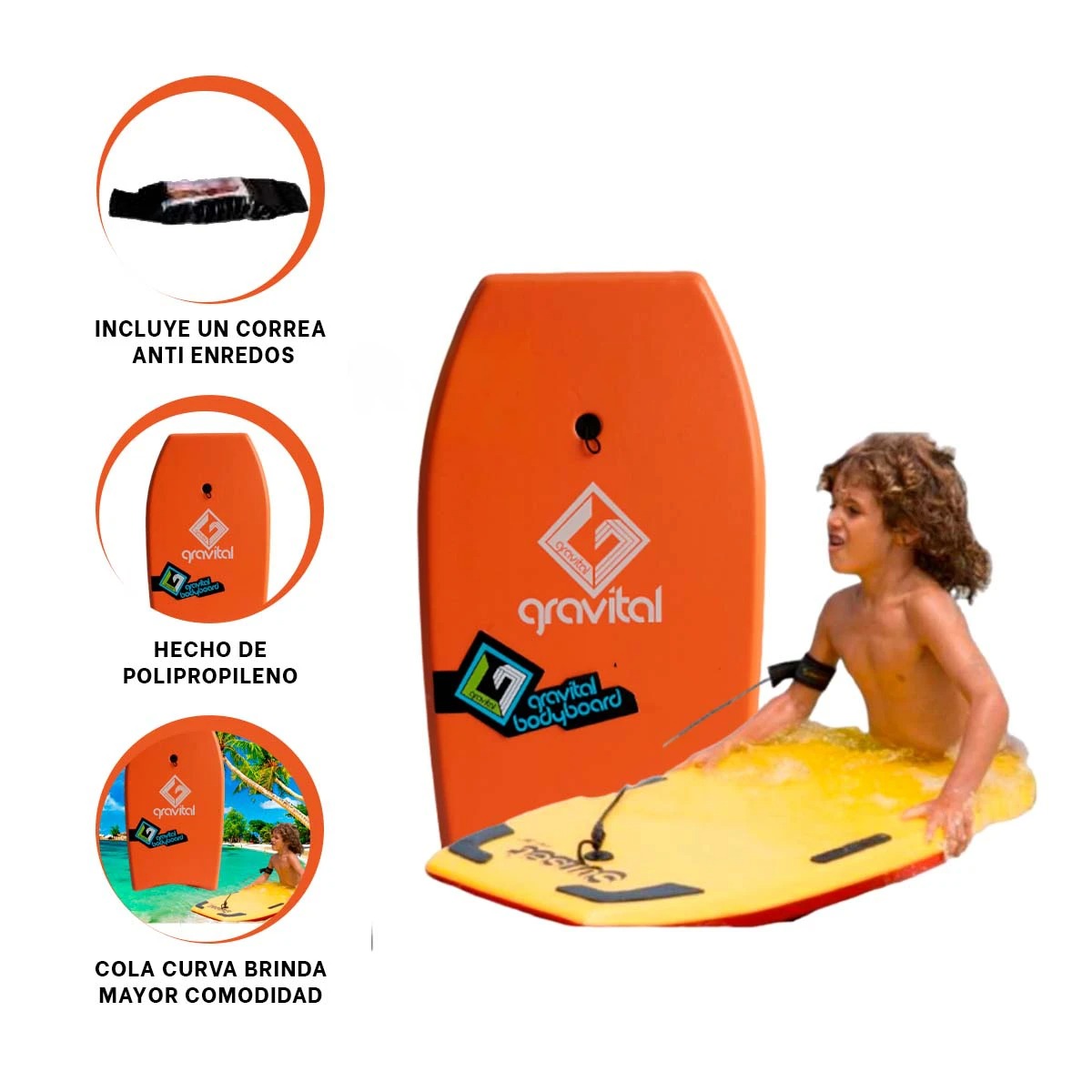 BODYBOARD INNOVADOR Y UTIL EN NARANJA 33'' Y+REGALO AGENDITA - 3