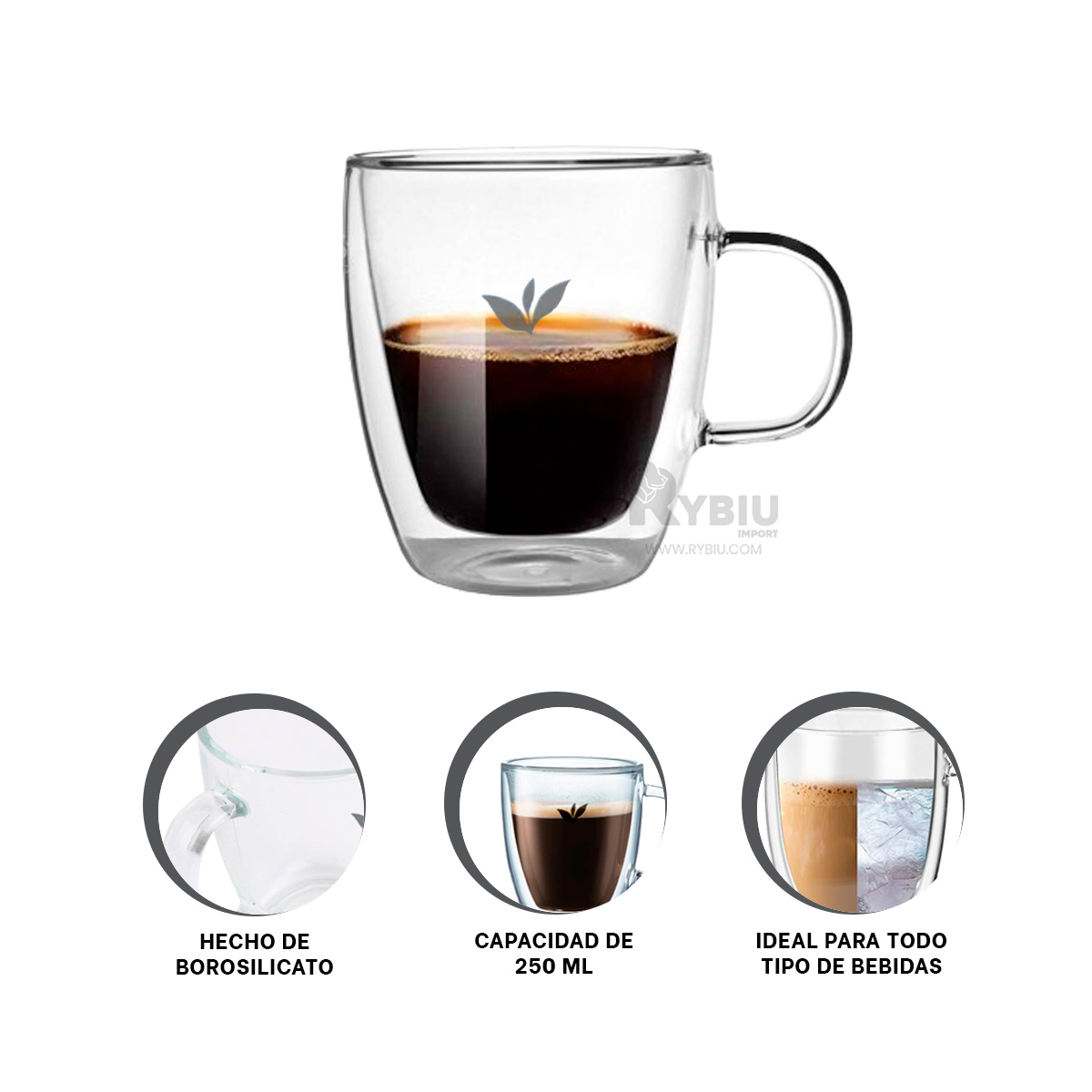 TAZA RYBIU DE CAFETERIA VERSATIL EN TRANSPARENTE +REGALO AGENDITA 253-2 - 3