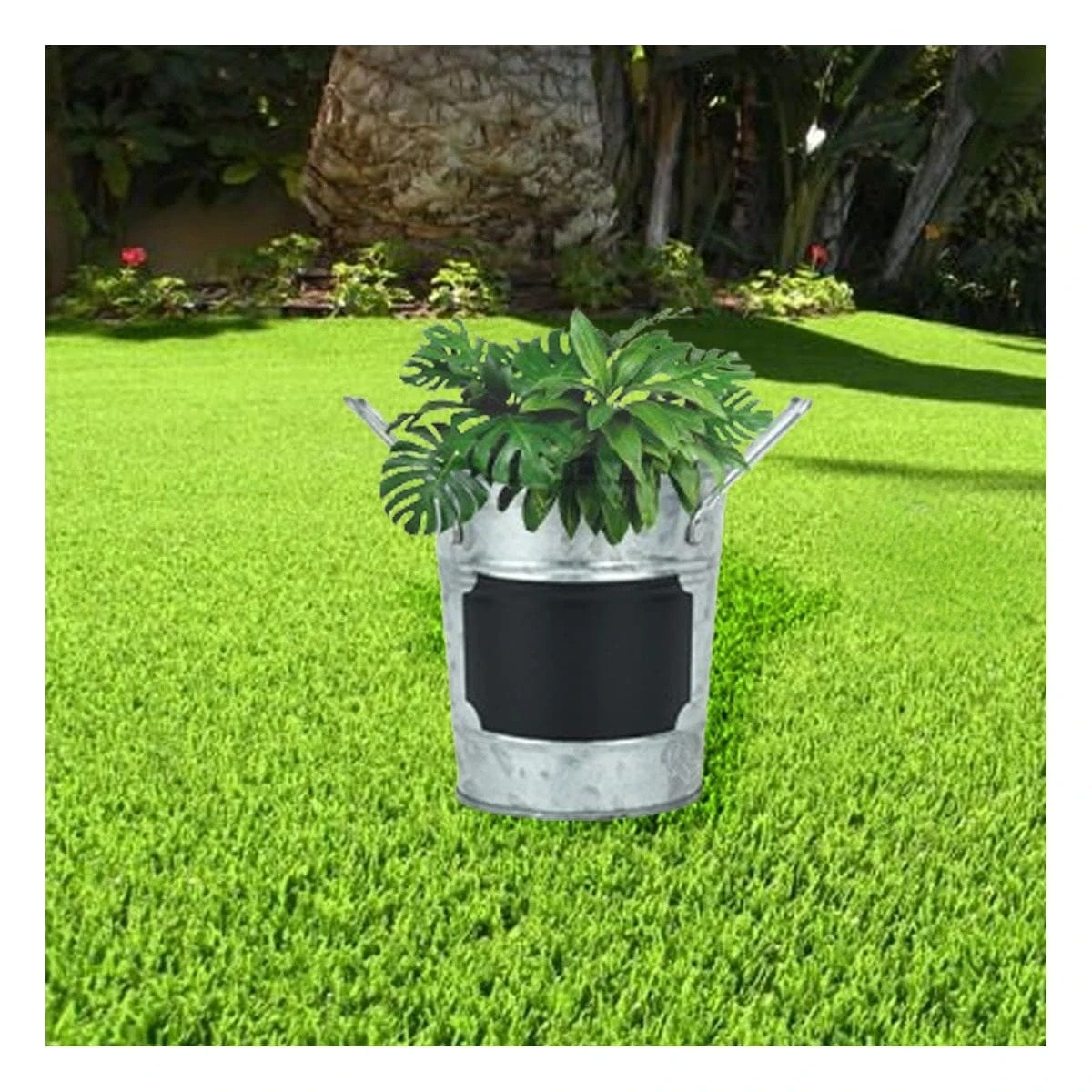 MACETERO RYBIU METAL PLATEADO CUBO DOBLE AGARRADERA - 2