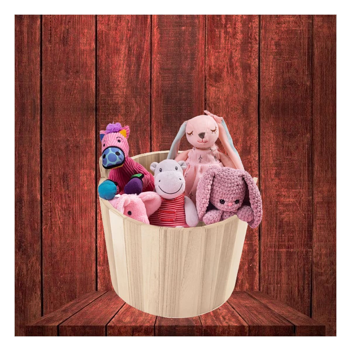 SET CUBETA RYBIU HO32319 MADERA CLARA FUNCIONAL 16X16 CM + PAPEL REGALO - 5