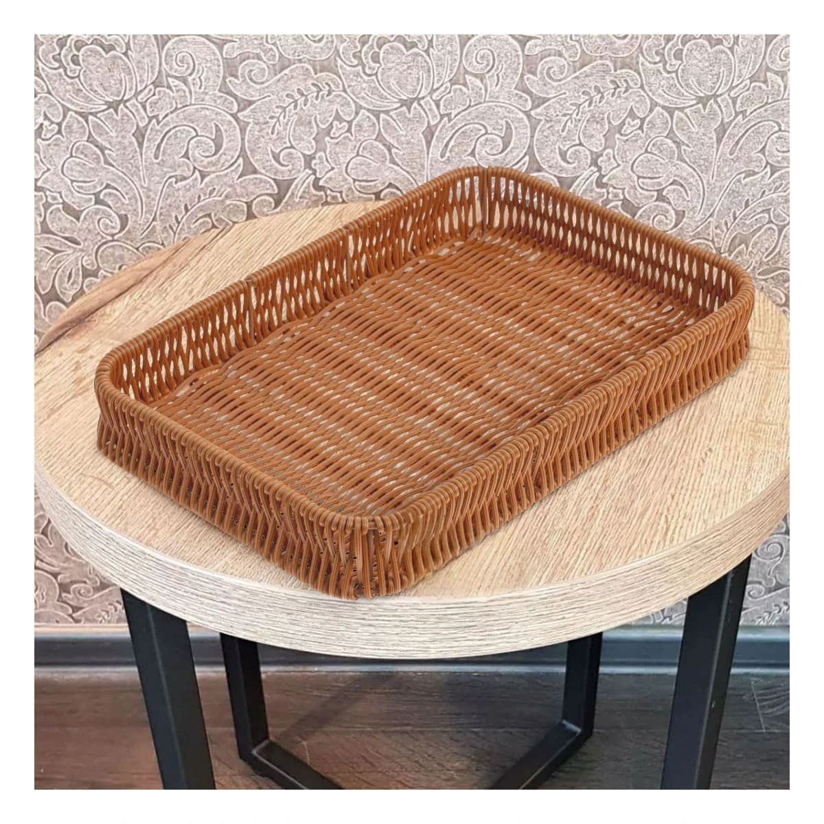 CESTA RYBIU HO32320 MARRON RECTANGULAR PLASTICO 30X20X4 CM - 1