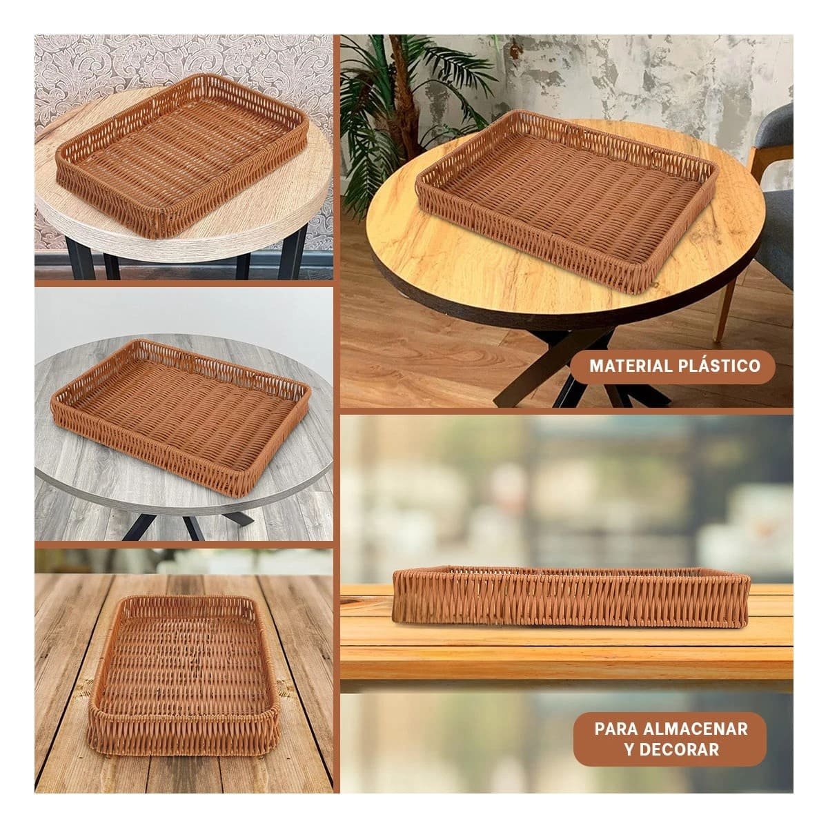CESTA RYBIU HO32320 MARRON RECTANGULAR PLASTICO 30X20X4 CM - 5