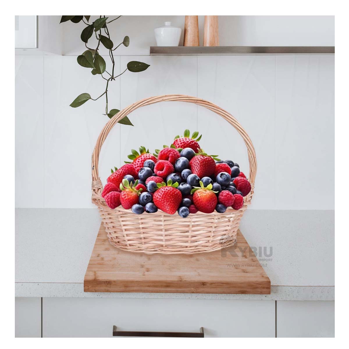 SET CANASTA RYBIU HO32329 MIMBRE MARRON ELEGANTE FRUTAS + REGALO AGENDITA - 4