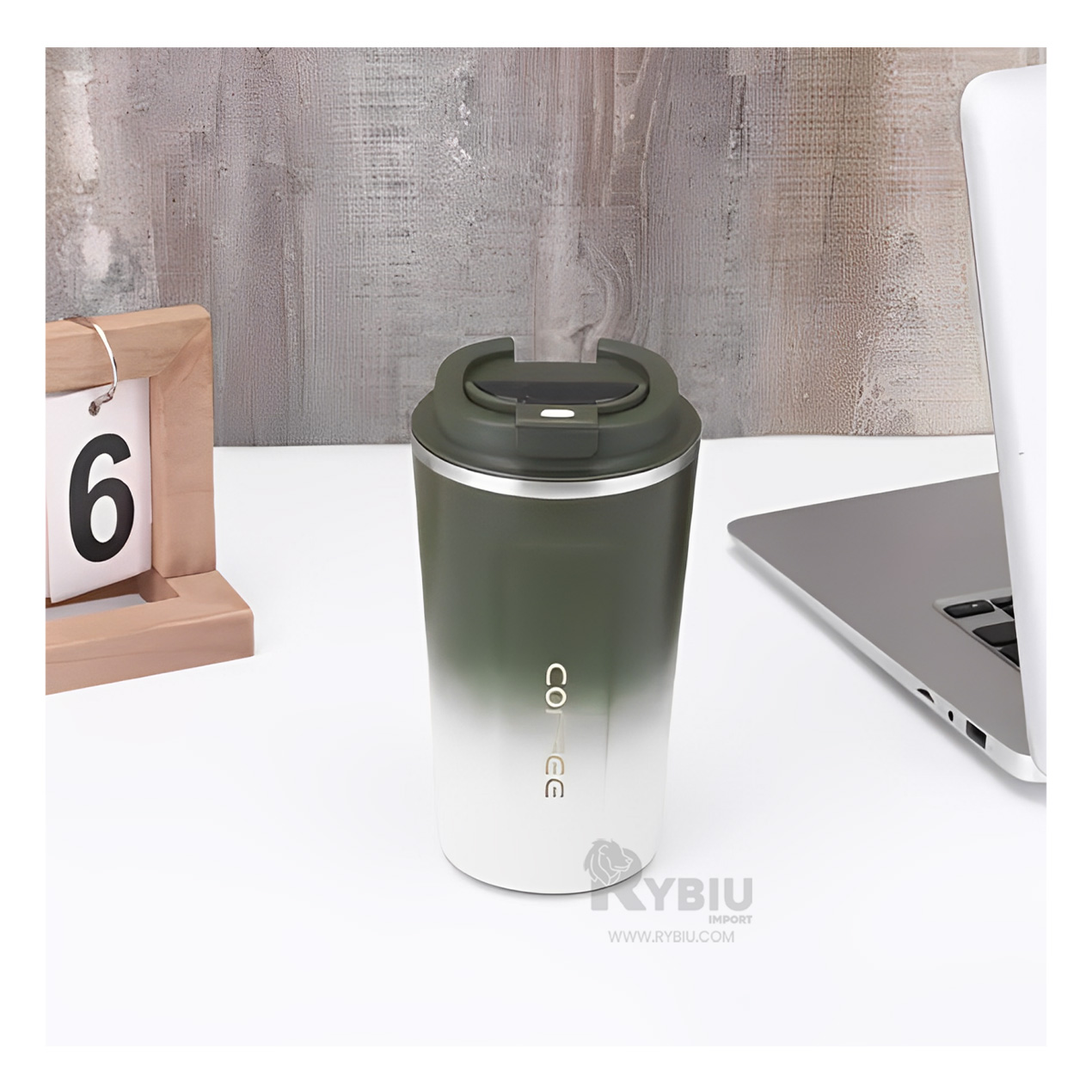 VASO RETENEDOR DE CALOR RYBIU VERDE Y BLANCO +REGALO AGENDITA - 1