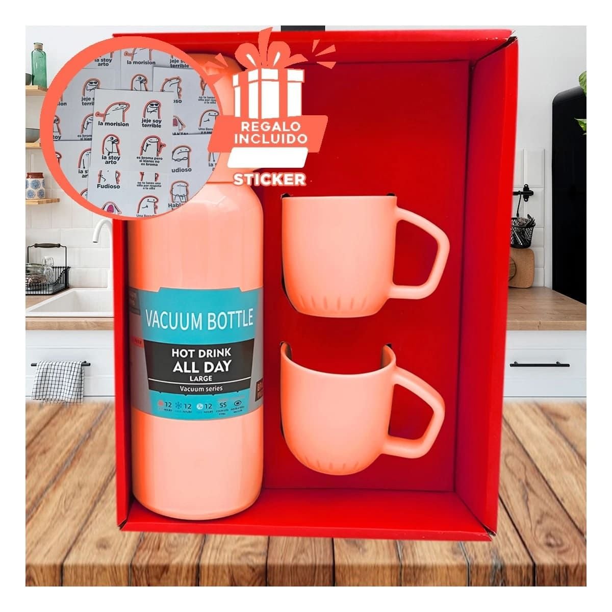 TERMO RYBIU CO32129 ACERO UTIL ATRACTIVO NARANJA 500ML + REGALO STICKERS - 1