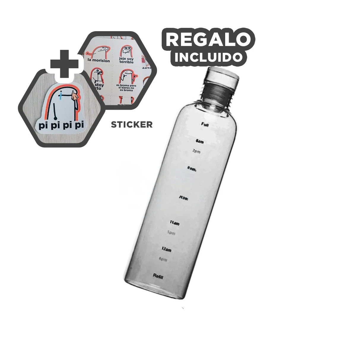 BOTELLA RYBIU CO32460 500ML FUNCIONAL NEGRO + REGALO STICKERS - 1