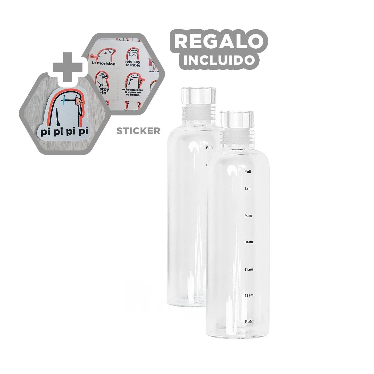 BOTELLA RYBIU CO32461 FUNCIONAL Y LIGERO TRANSPARENTE + REGALO STICKERS - 1