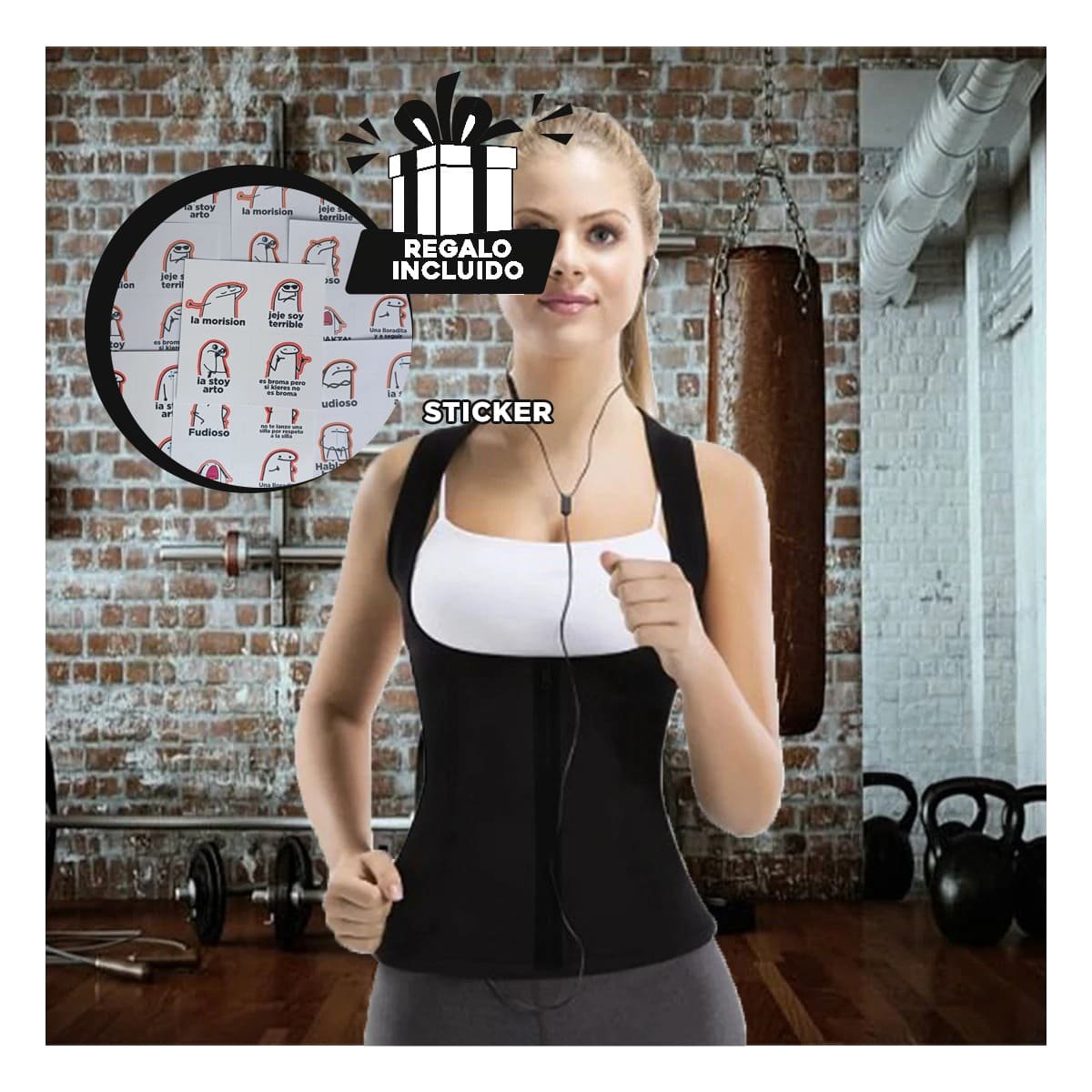 CHALECO MUJER RYBIU NEGRO DE30525 CON CIERRE EN S + REGALO STICKERS - 1