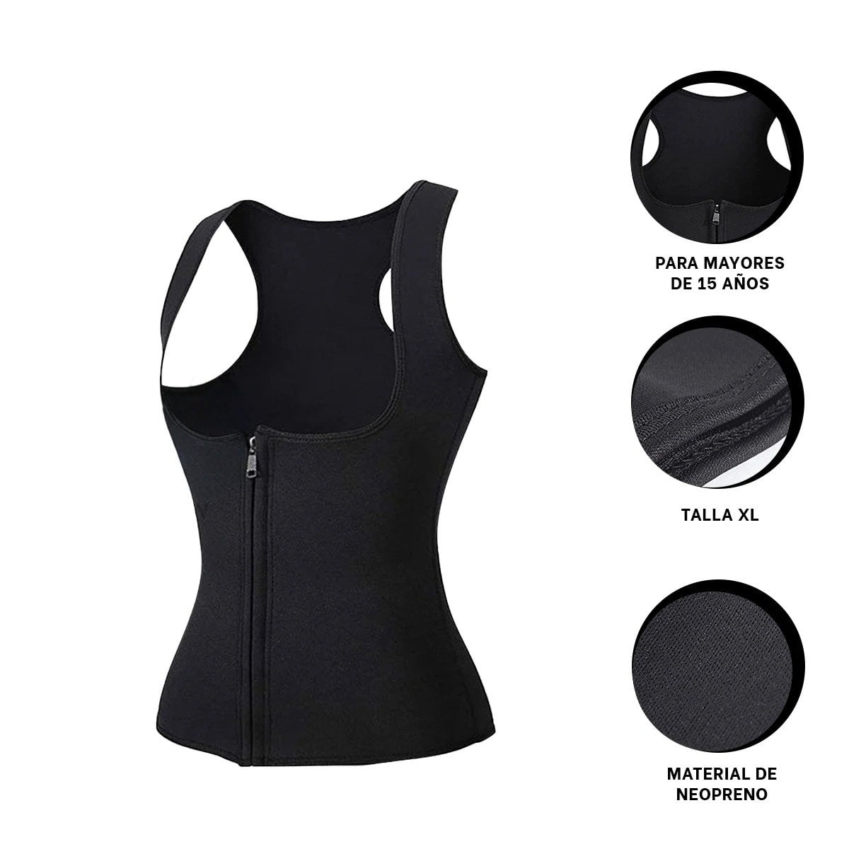 CHALECO MUJER RYBIU NEGRO DE30523 TERMICO CON CIERRE TALLA XL - 3