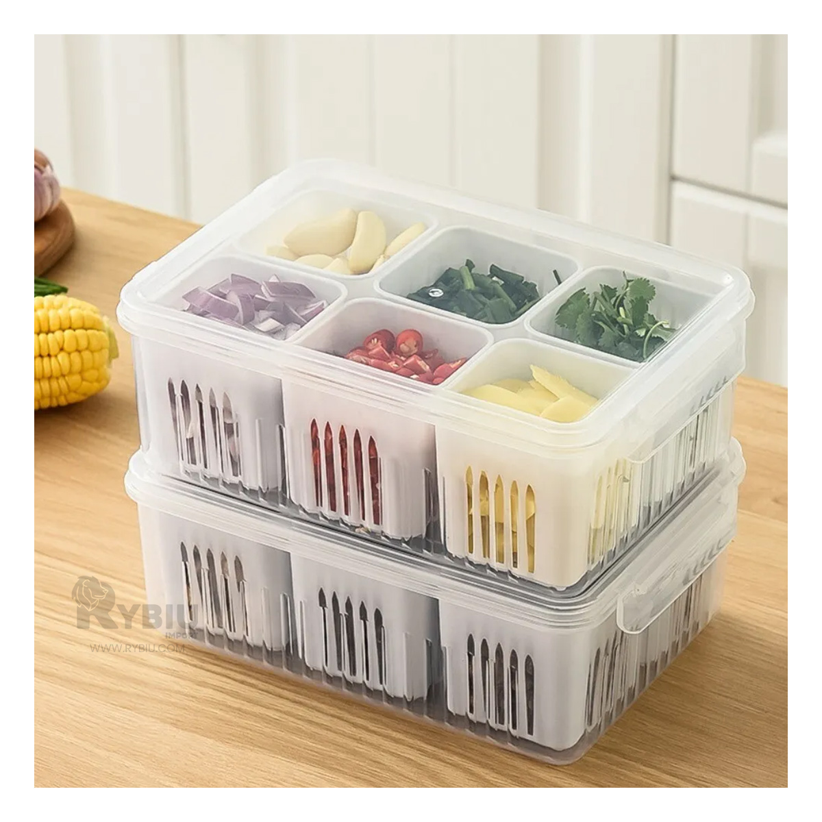 CONTENEDOR RYBIU CO32438 BLANCO ESCURRIDOR FRUTAS DESMONTABLE + REGALO AGENDITA - 1