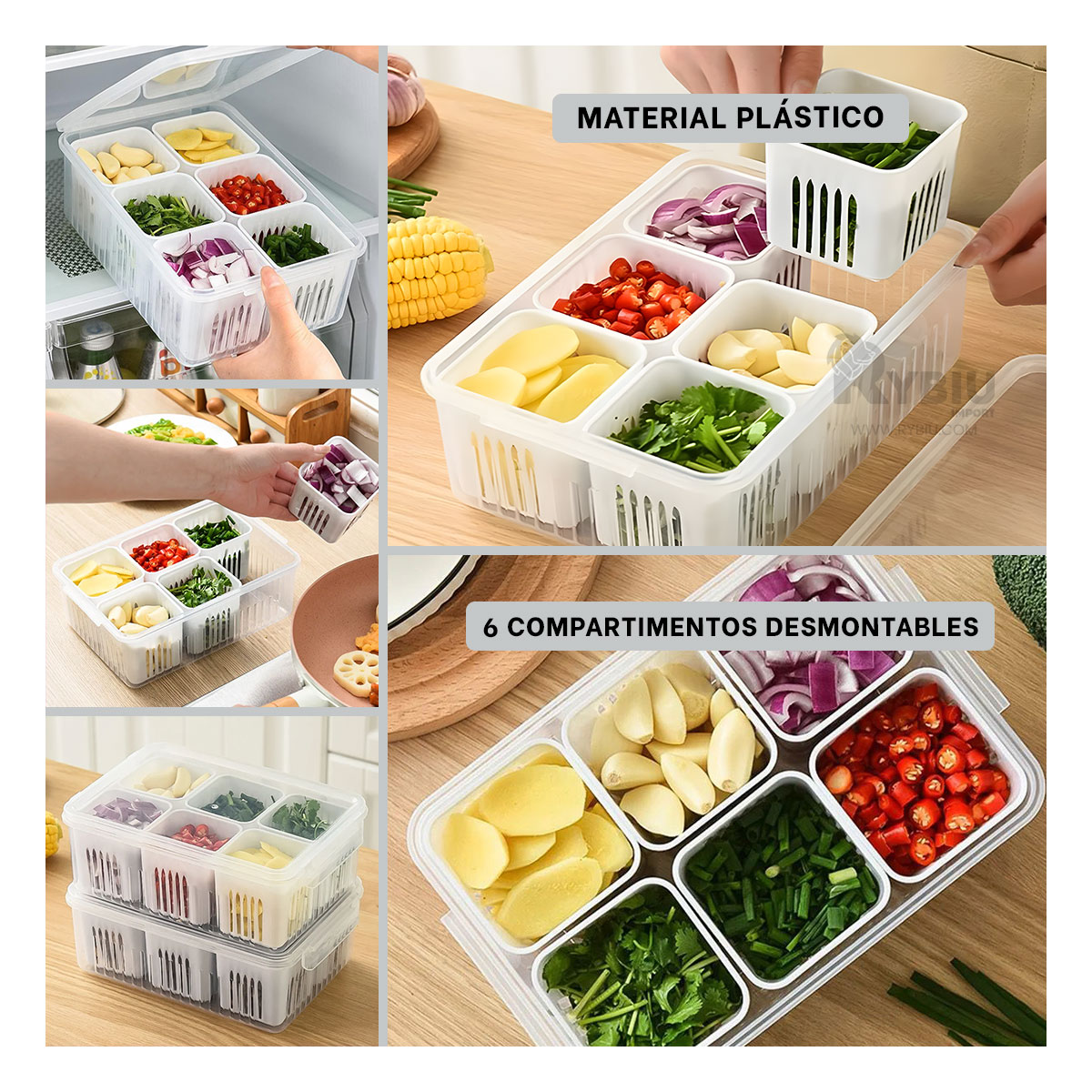 CONTENEDOR RYBIU CO32438 BLANCO ESCURRIDOR FRUTAS DESMONTABLE + REGALO AGENDITA - 3