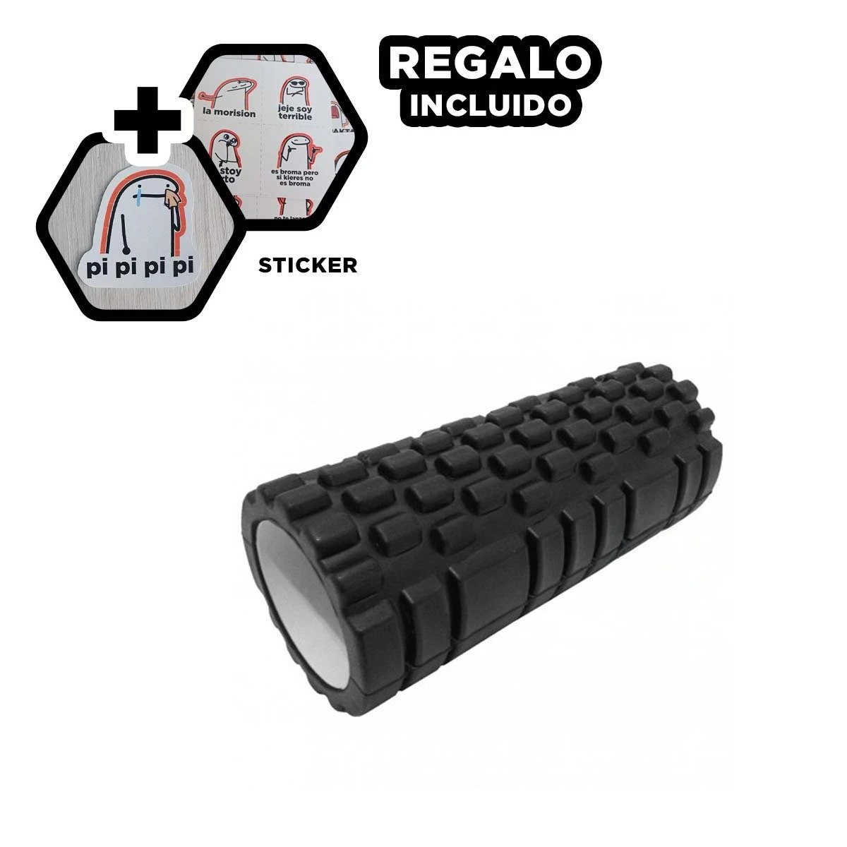 ROLLER RYBIU DE30648 LARGO 33CM ERGONOMICO EJERCICIO NEGRO + REGALO STICKERS - 1