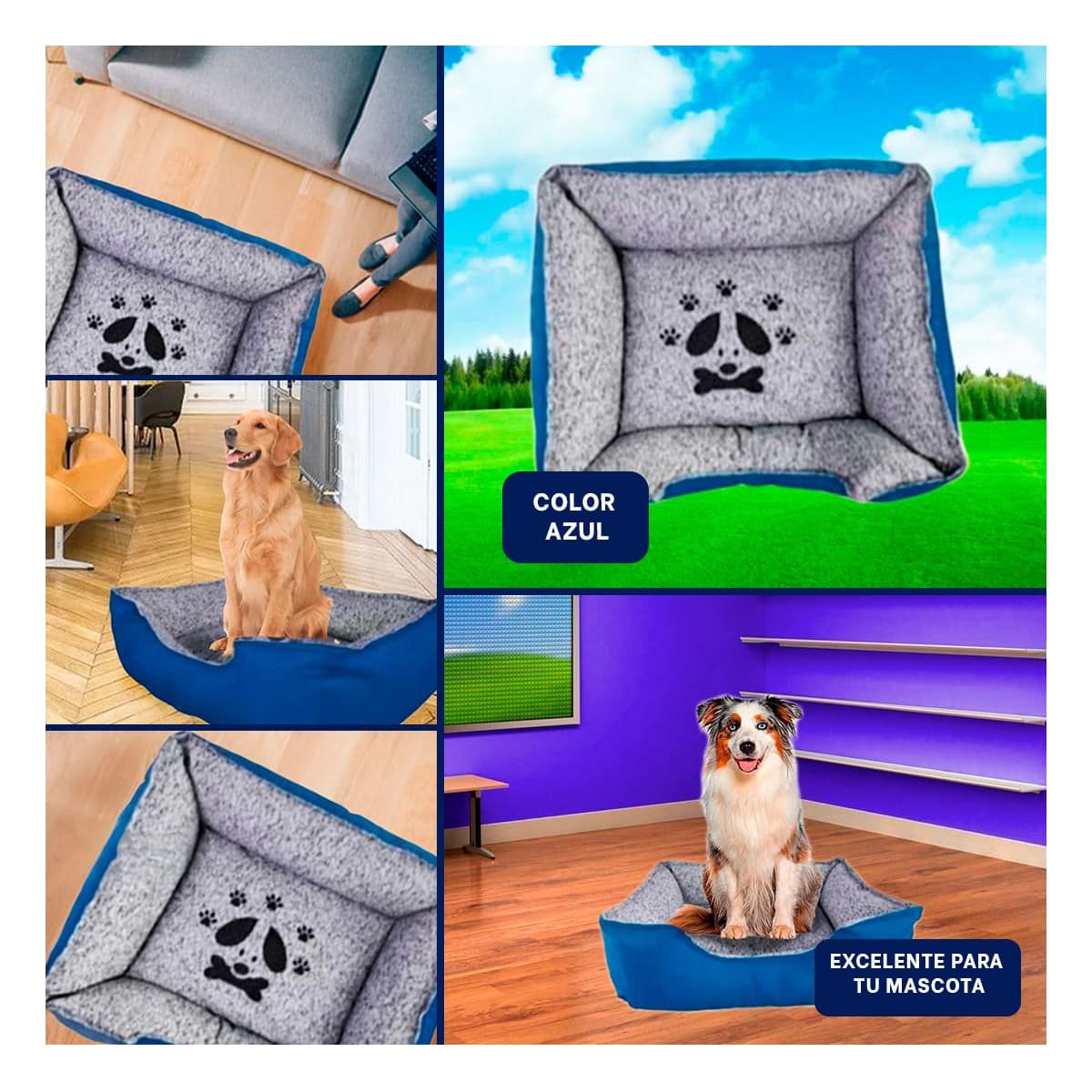 CAMA PERROS MA31051 RYBIU LECHO ESPACIOSO AZUL TALLA XXL + POSTIT ADHESIVOS - 1