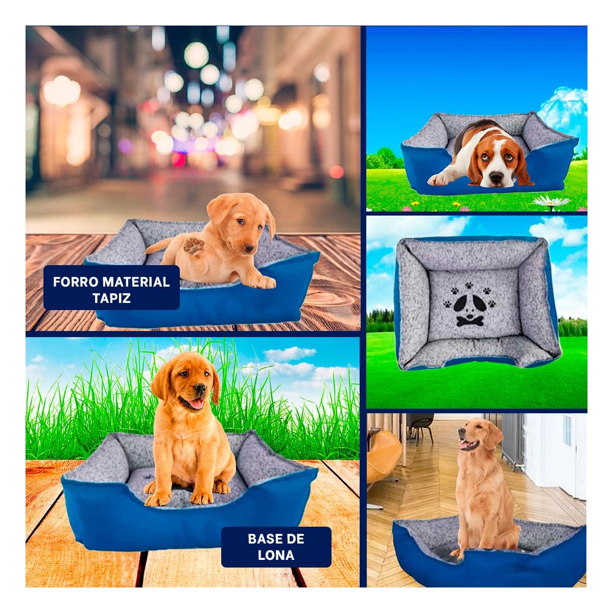CAMA PERROS MA31051 RYBIU LECHO ESPACIOSO AZUL TALLA XXL + POSTIT ADHESIVOS - 5