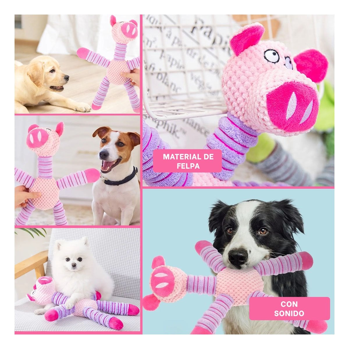 JUGUETE FELPA PERROS MA29653 RYBIU CERDO RECREATIVO ROSADO +POST-IT ADHESIVOS - 5