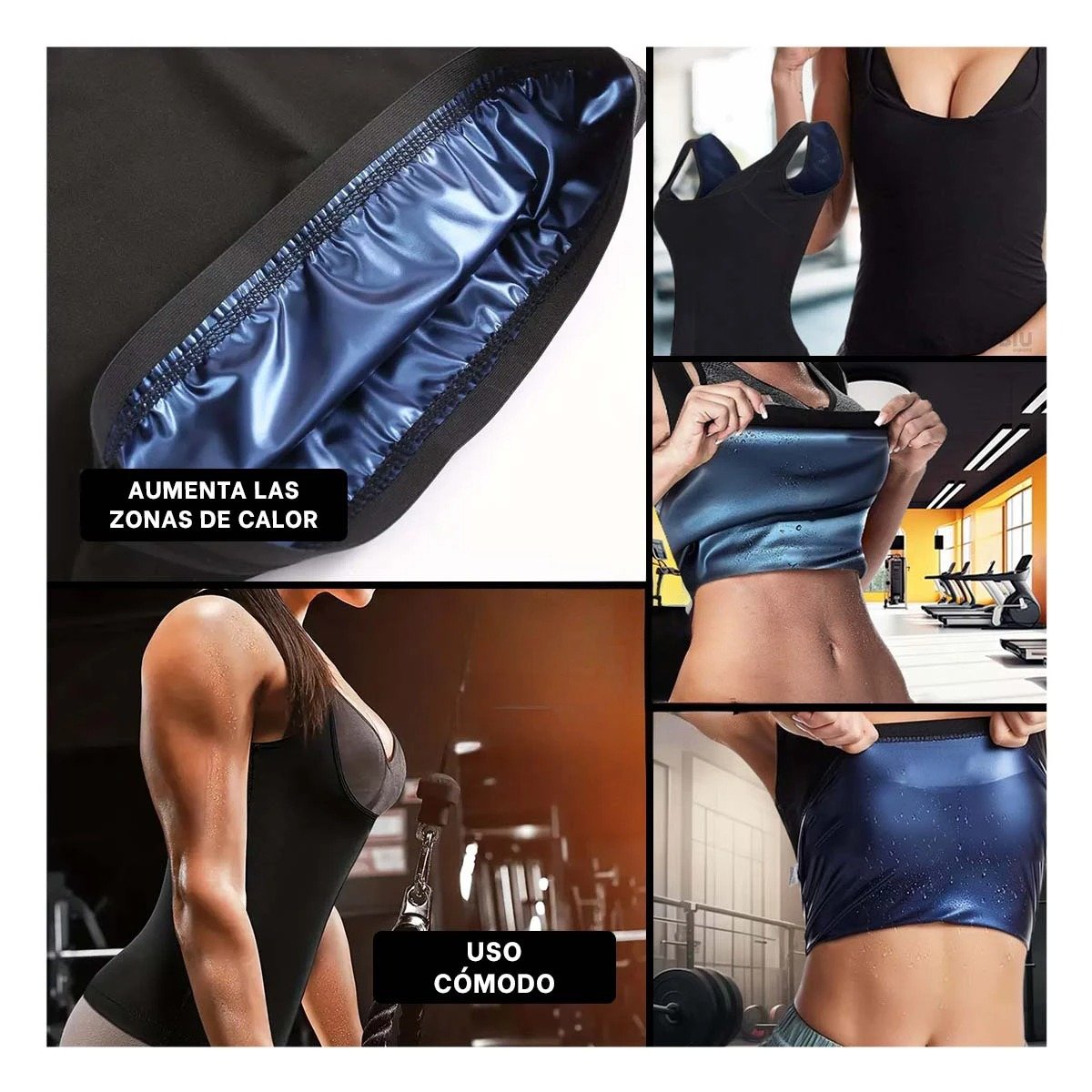 FAJA RYBIU DE30564 MOLDEADORA SAUNA DE MUJER TALLA M NEGRO + POST-IT ADHESIVOS - 5