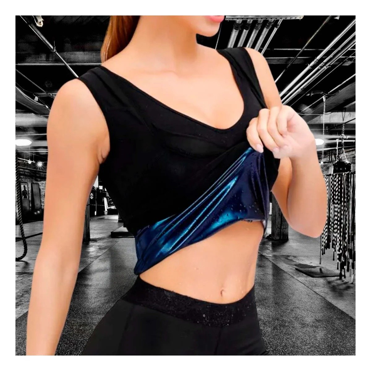FAJA RYBIU DE30565 MOLDEADORA SAUNA DE MUJER TALLA S NEGRO + POST-IT ADHESIVOS - 3