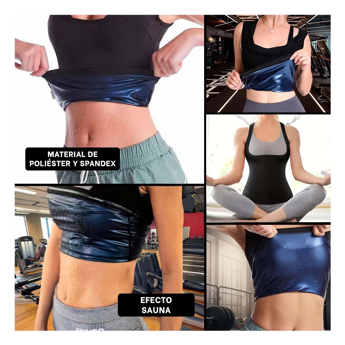 FAJA RYBIU DE30565 MOLDEADORA SAUNA DE MUJER TALLA S NEGRO + POST-IT ADHESIVOS - 5