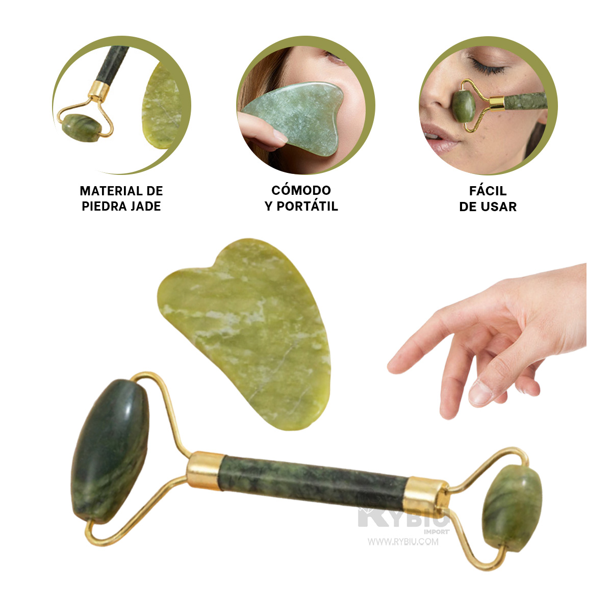 MASAJEADOR RYBIU FACIAL CUELLO BE29865 ESTIMULADOR RELAJANTE VERDE + POST-IT ADHESIVOS - 3