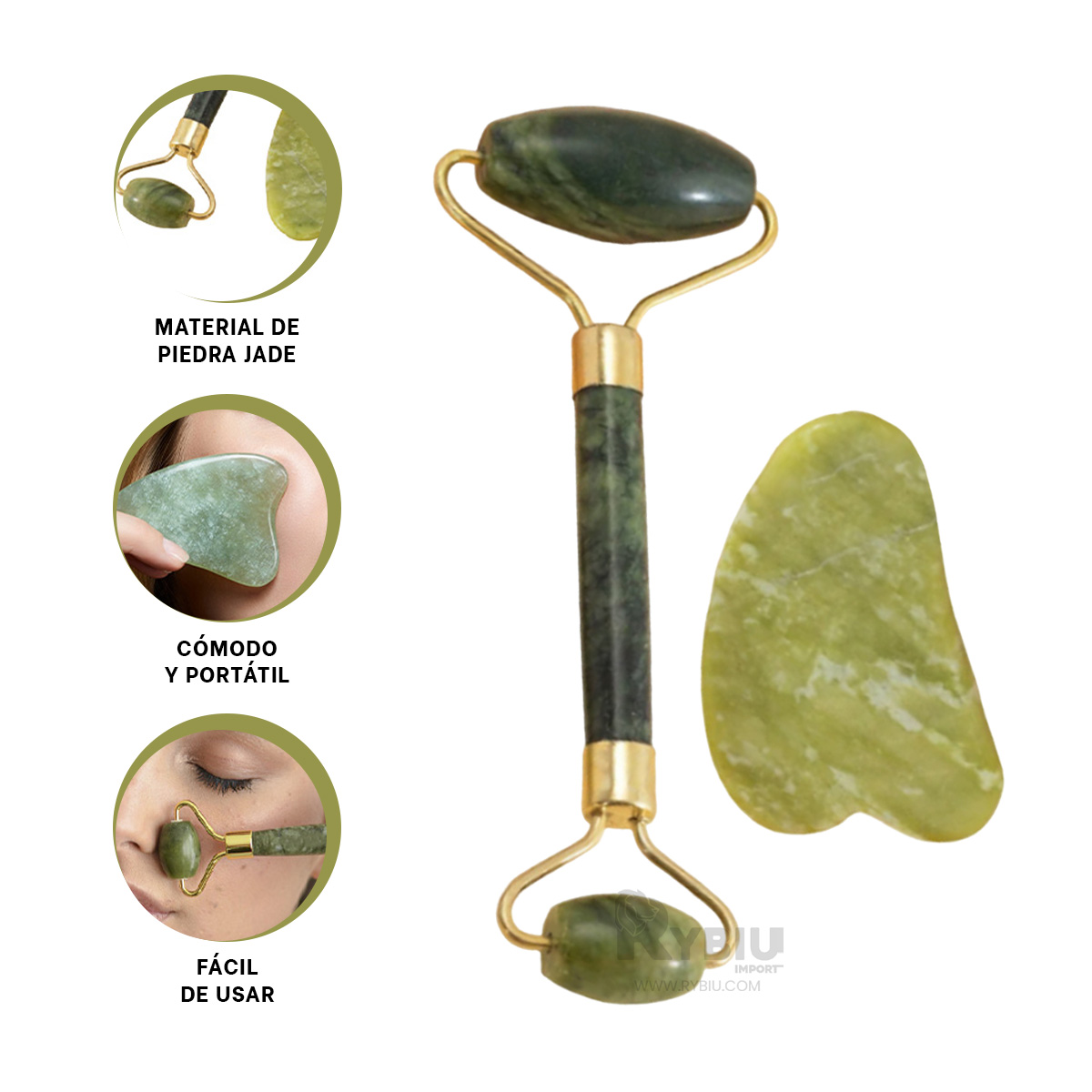 MASAJEADOR RYBIU FACIAL CUELLO BE29865 ESTIMULADOR RELAJANTE VERDE + POST-IT ADHESIVOS - 4